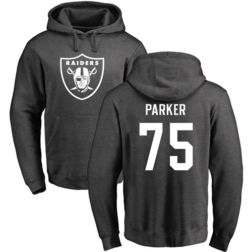 Men Oakland Raiders Ash Brandon Parker One Color NFL Football #75 Pullover Hoodie Sweatshirts->nfl t-shirts->Sports Accessory